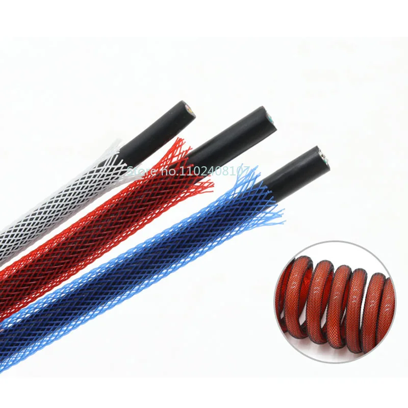 PET Expandable Braided Sleeve Single Nylon Protective Case Colorful Monofilament Insulation Braided Cable Sleeves3/4/6/8/10mm