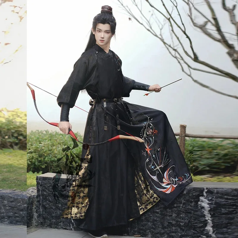 جديد الصينية الأصلية Hanfu الرجال تحلق الأسماك دعوى سلالة مينغ التقليدية الذكور الإناث عشاق الأزواج تأثيري الحرس الملكي فستان Bo