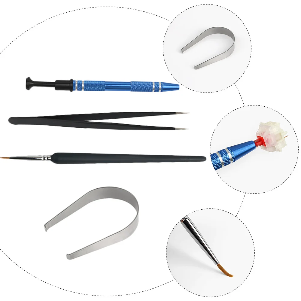 1 комплект, набор съемников клавиатуры, механический инструмент премиум-клавиатуры, держатель стержня, средство для удаления колпачков, смазочная щетка, пинцет, инструмент для очистки и ремонта