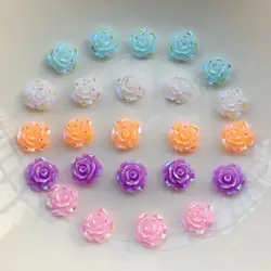 Beautiful AB color 10mm3d rose flat back resin scrapbook DIY bead accessories resin crafts wedding decoration 100pcs / lot