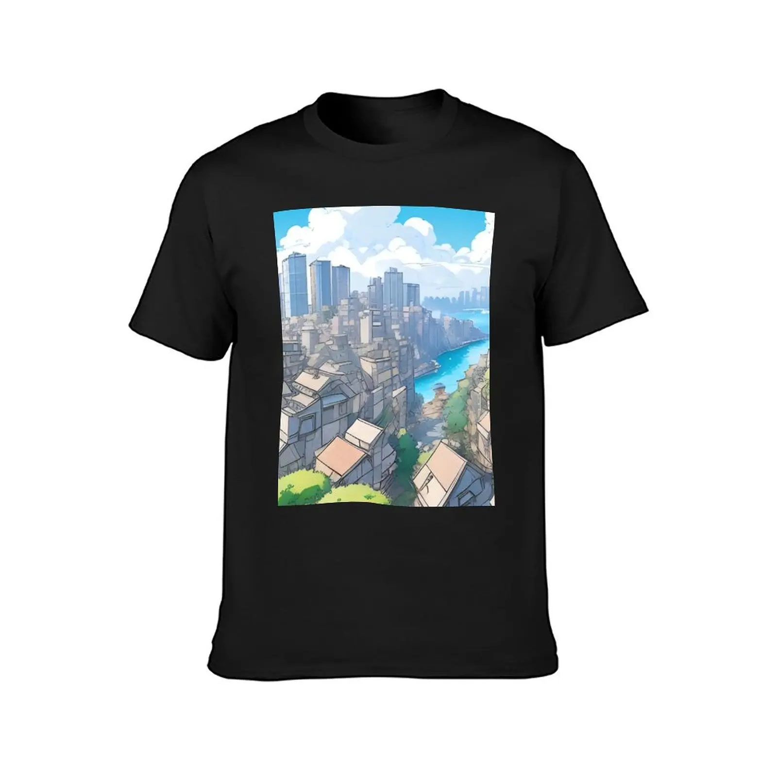 Urban Landscape: Harmony of Nature and Architecture T-Shirt plus sizes customizeds Men's cotton t-shirt