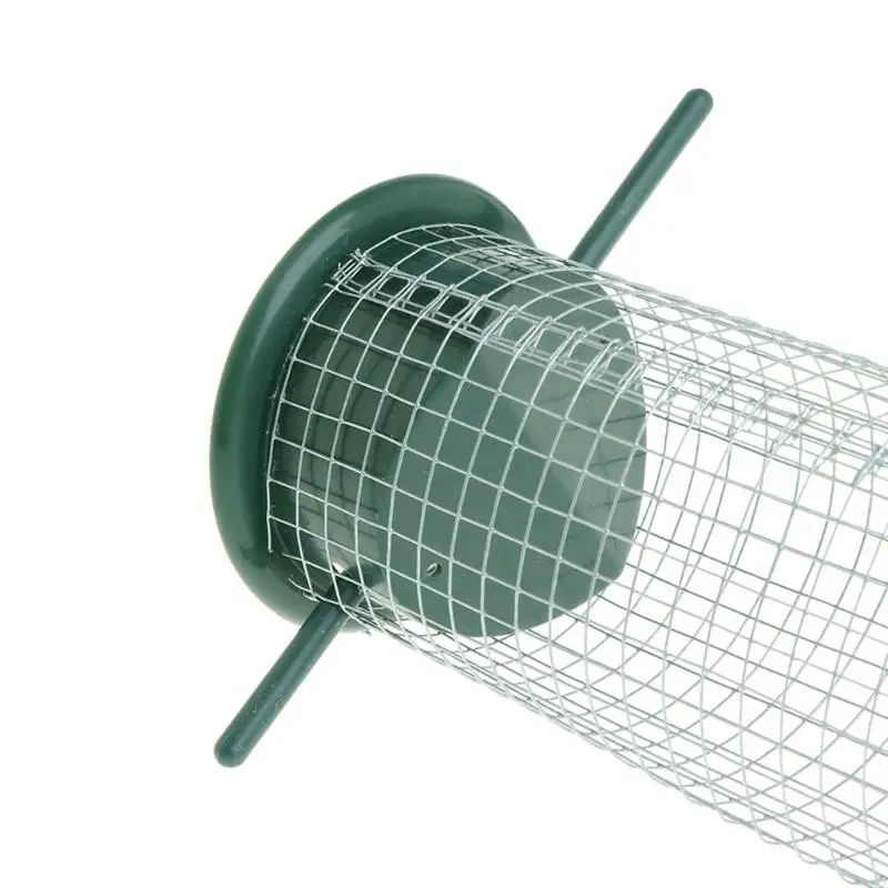 

31KA Bird Feeder Metal Mesh Tube Outdoor Wild Bird Feeder with Lid Fruit Holder