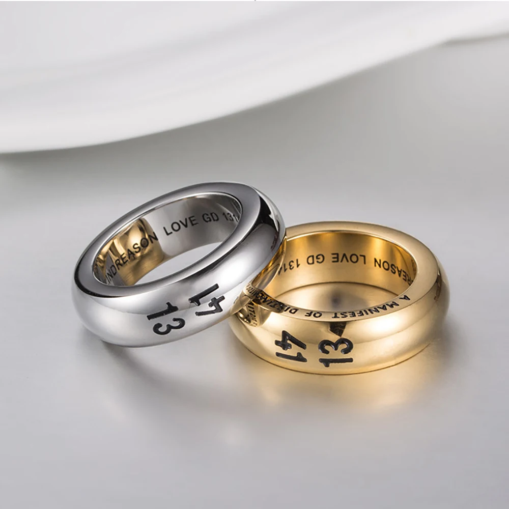 Punk Simple Stainless Steel 1314 Couple Rings For Men Women Fashion Wedding Engagement Ring Creativity Jewelry Gift Wholesale