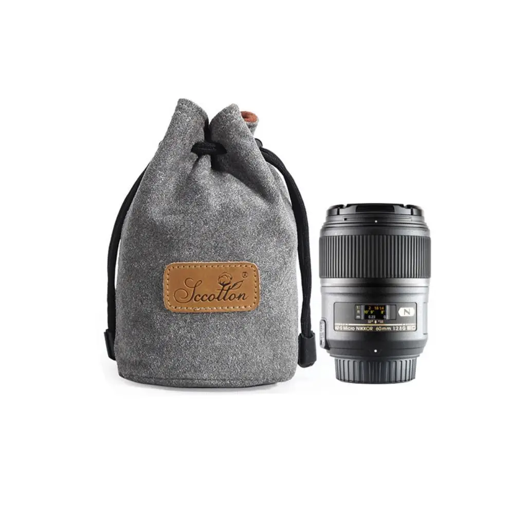 Soft Camera Storage Bag Portable Polar Fleece Lining DSLR Drawstring Bag Handbag Waterproof Lens Pouch Traveling
