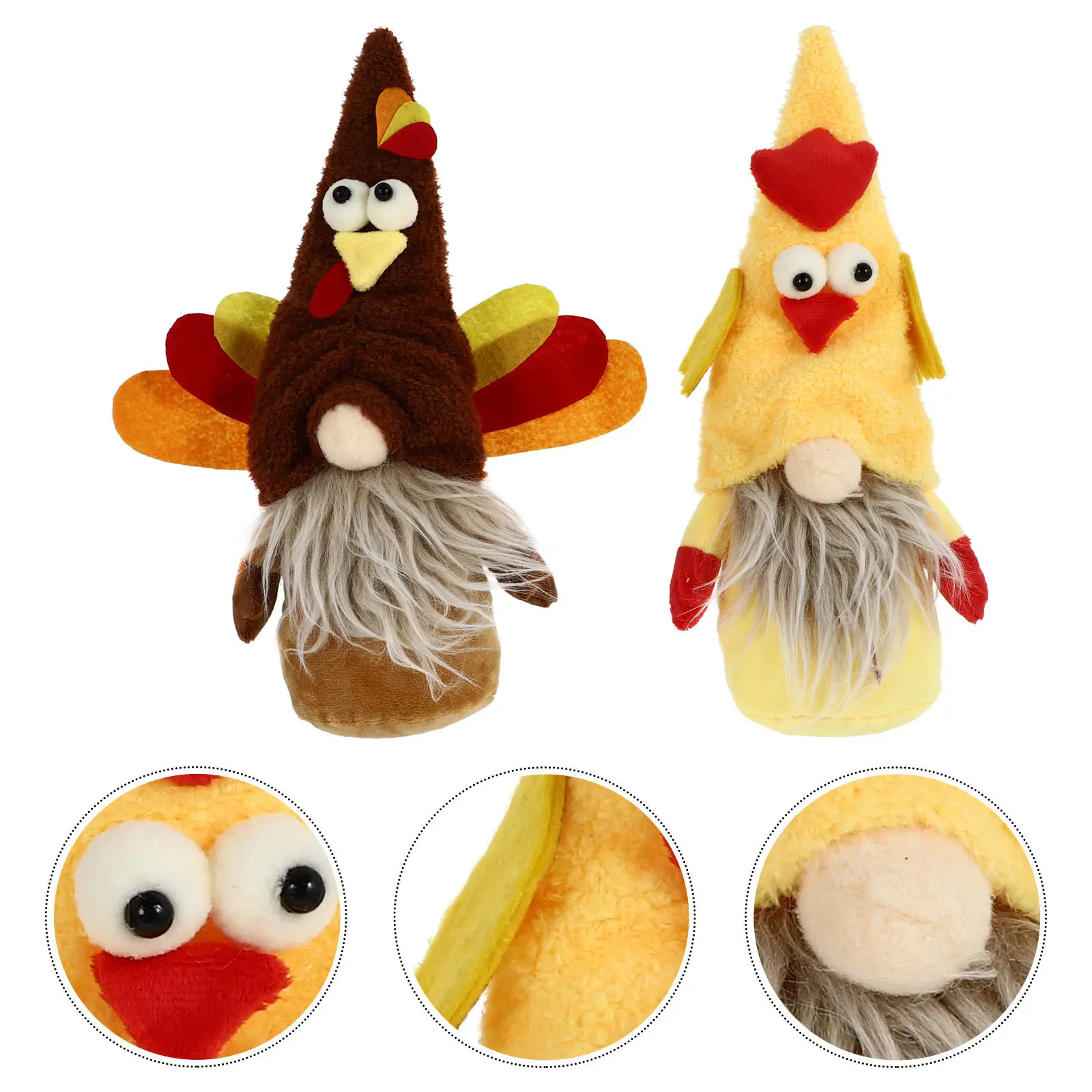 

2Pcs Thanksgiving Gnome Turkey Decoration Set Festive Home Office Garden Bar Cafe Desktop Ornament Holiday Gift Decorative