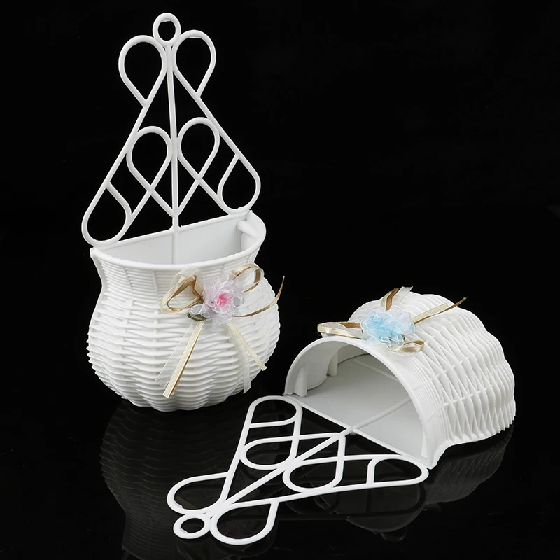 Garden DIY Vase Flower Basket Sundries Organizer Wall Hanging Artificial Rattan