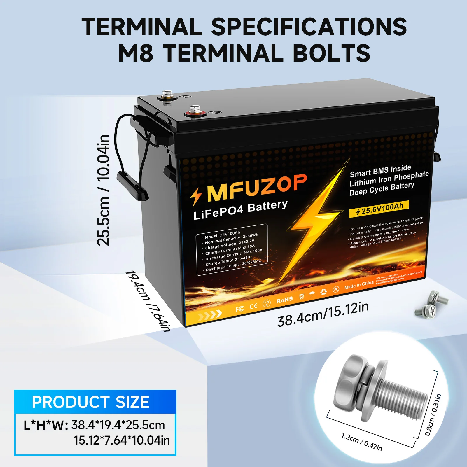 DATOUBOSS 12V-1280Wh-24V-2560Wh-48V-5120Wh WhPortableRec hargeableLi FePO4 مدمج في BMS الذكية Deep Cycle10000+ لـ RV SolarNoVAT