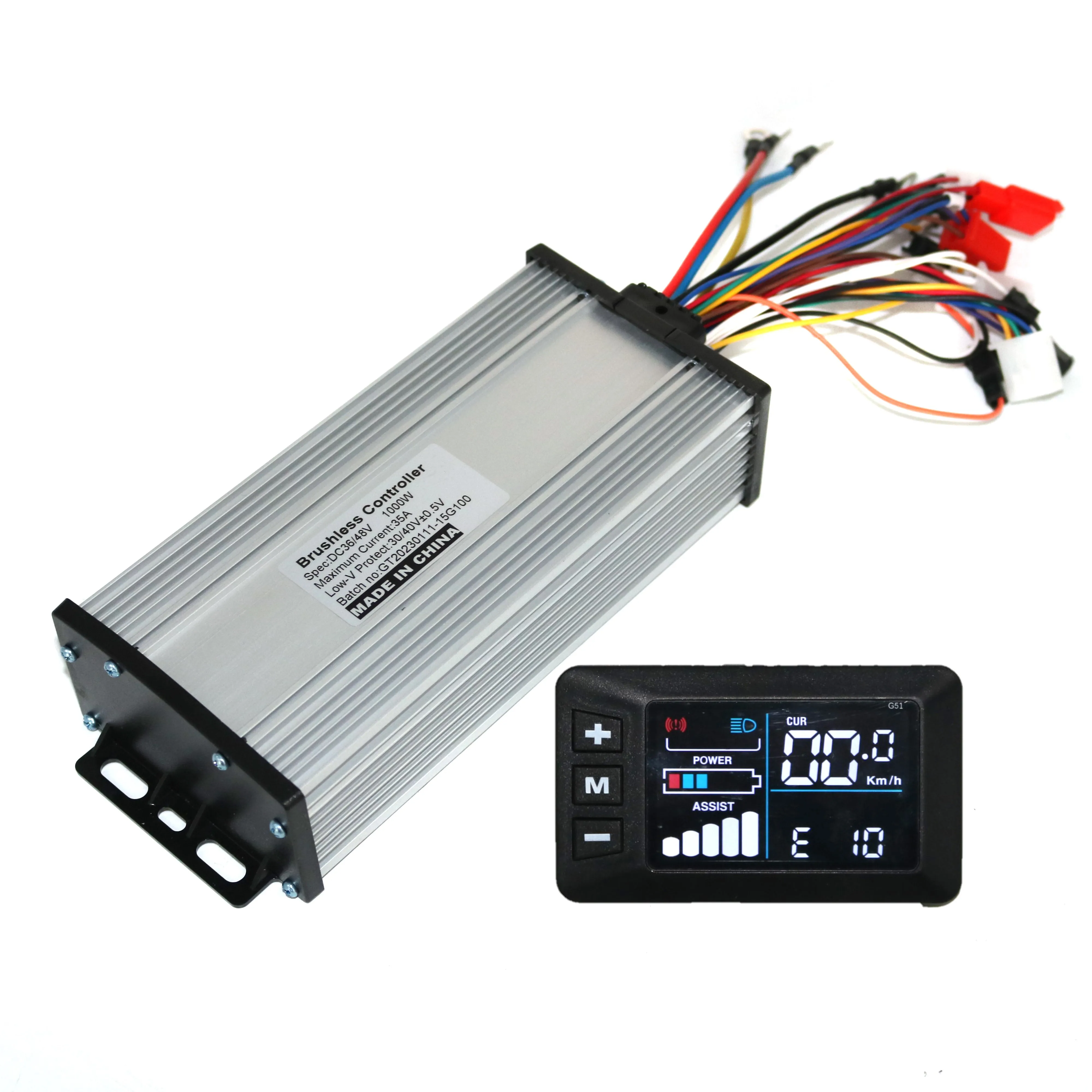 

15Mosfets GREENTIME 36V 48V 60V 800W 1000W 35A Brushless DC Motor Controller Ebike Controller +G51 Display One Set