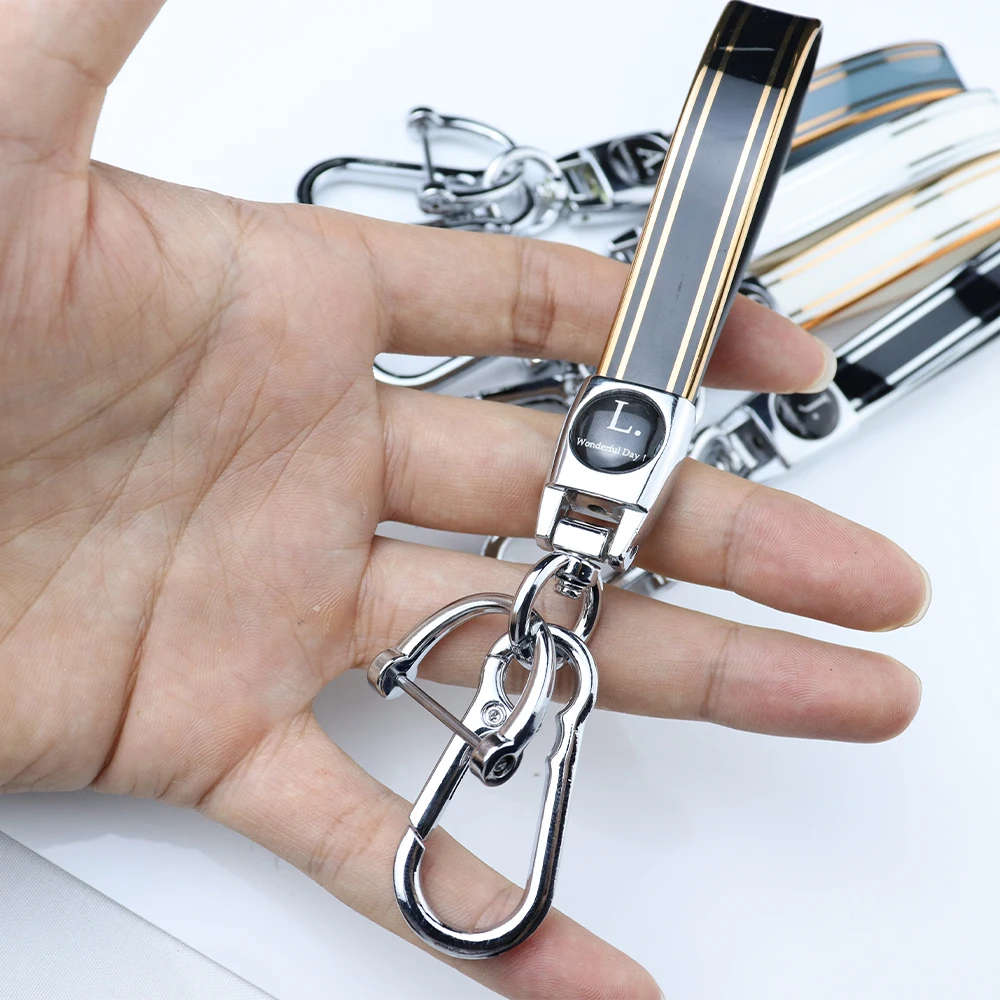 DIY Letter Name/Surname Car Key Chain Silver Tpu Keychian Golden Edge Keyring Key Ring