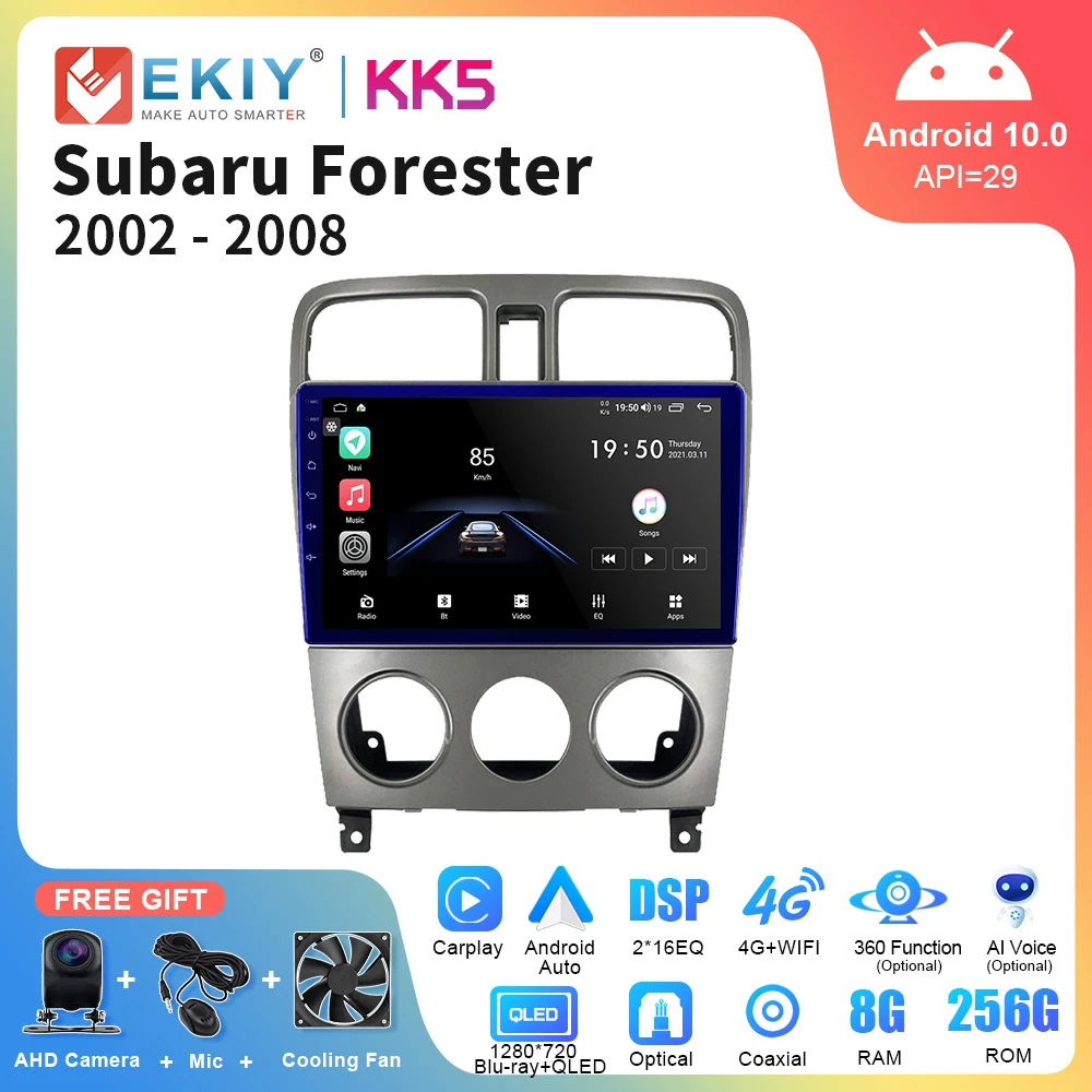 

EKIY KK5 Android 10 For Subaru Forester SG 2002 - 2008 Car Radio Multimedia Video Player Navigation GPS Carplay Auto BT 2din DVD