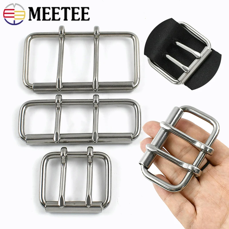 

1Pc Meetee 52/60/102mm Stainless Steel Double Needle Belt Clasp Anti-allergy Metal Pin Buckles Head DIY Bag Hardware Accessories