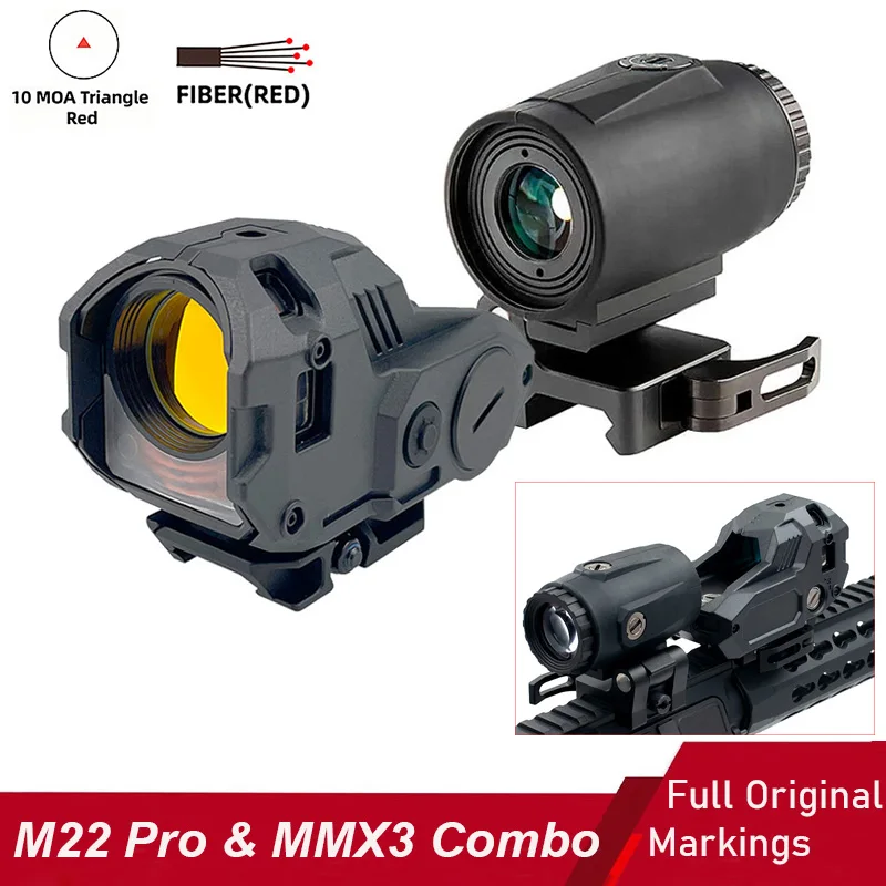 

Тактический оптический прицел M22 Pro с красной точкой, увеличитель MMX3 3X с откидным креплением, легкий алюминиевый, с подсветкой
