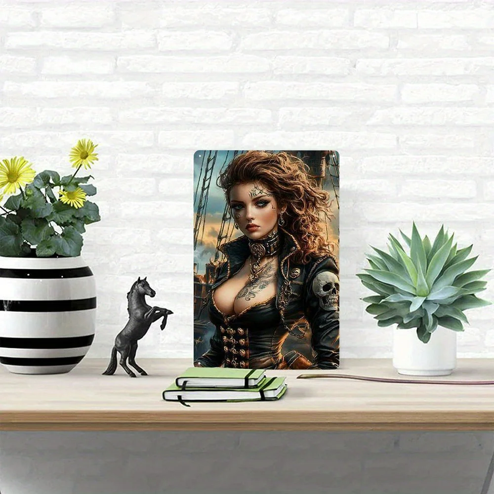 Steampunk Pirate Female Iron Art, Country Style Wall Vintage Decoration, Artist Painting Kit, Metal Craft and Sewing Suppl