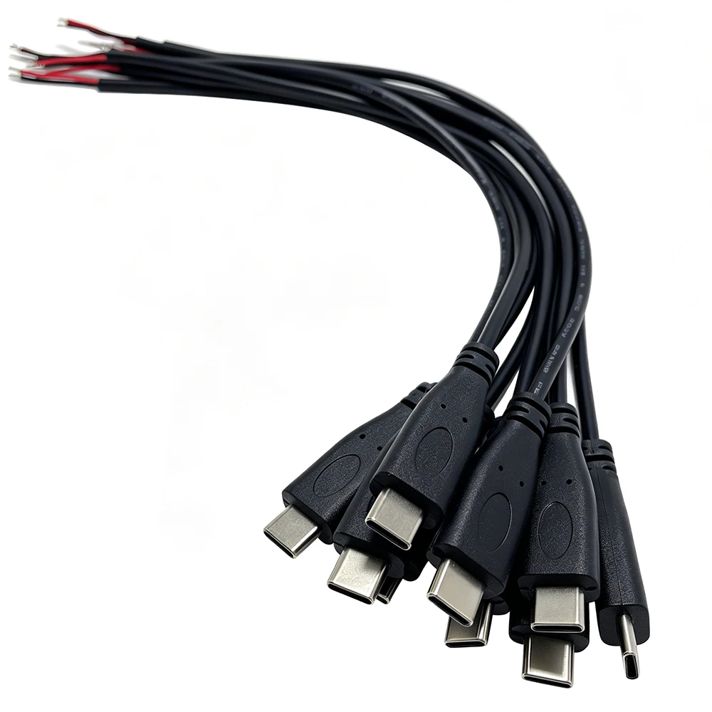 10 Stück Typ-C-Stecker mit Pigtail, 2-adriges Stromkabel, USB-C DIY-Reparatur-Ladekabel, hohe Qualität, 22AWG – Detail 4