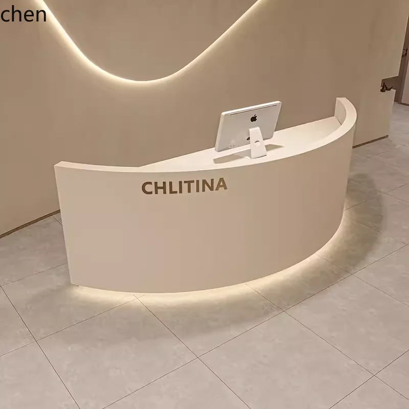 

HXL simple beauty salon semi-circular arc beauty clothing store checkout page company reception front desk