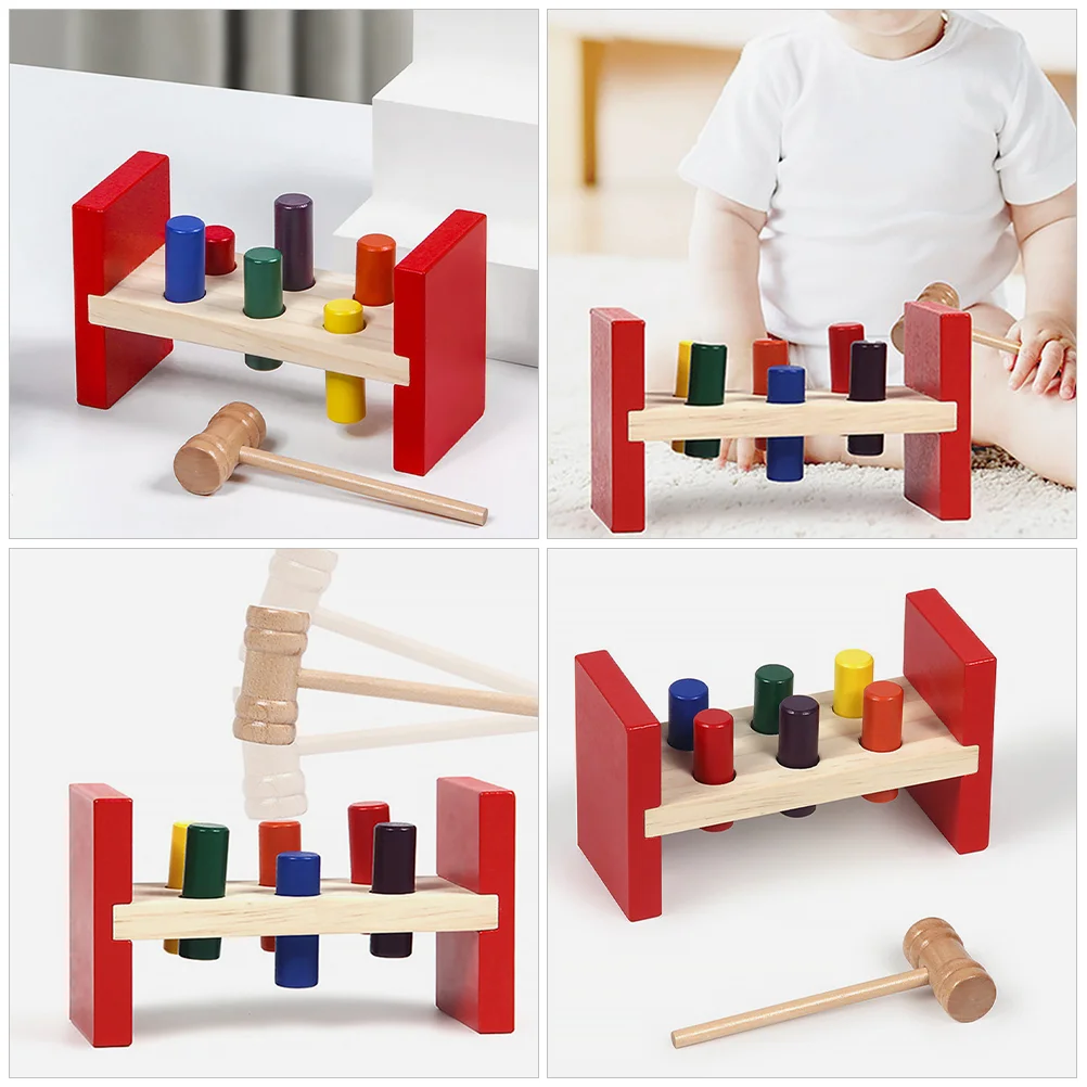 Children's Pile Driving Platform Baby Toy Percussion Plaything Hammer Wooden Toddler Knocking