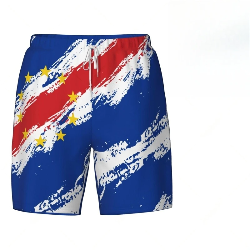 

Fashion Cape Verde Flag Beach Shorts Summer Casual Men Women 3D National Emblem Printed Short Pants Loose Quick Dry Swim Trunks