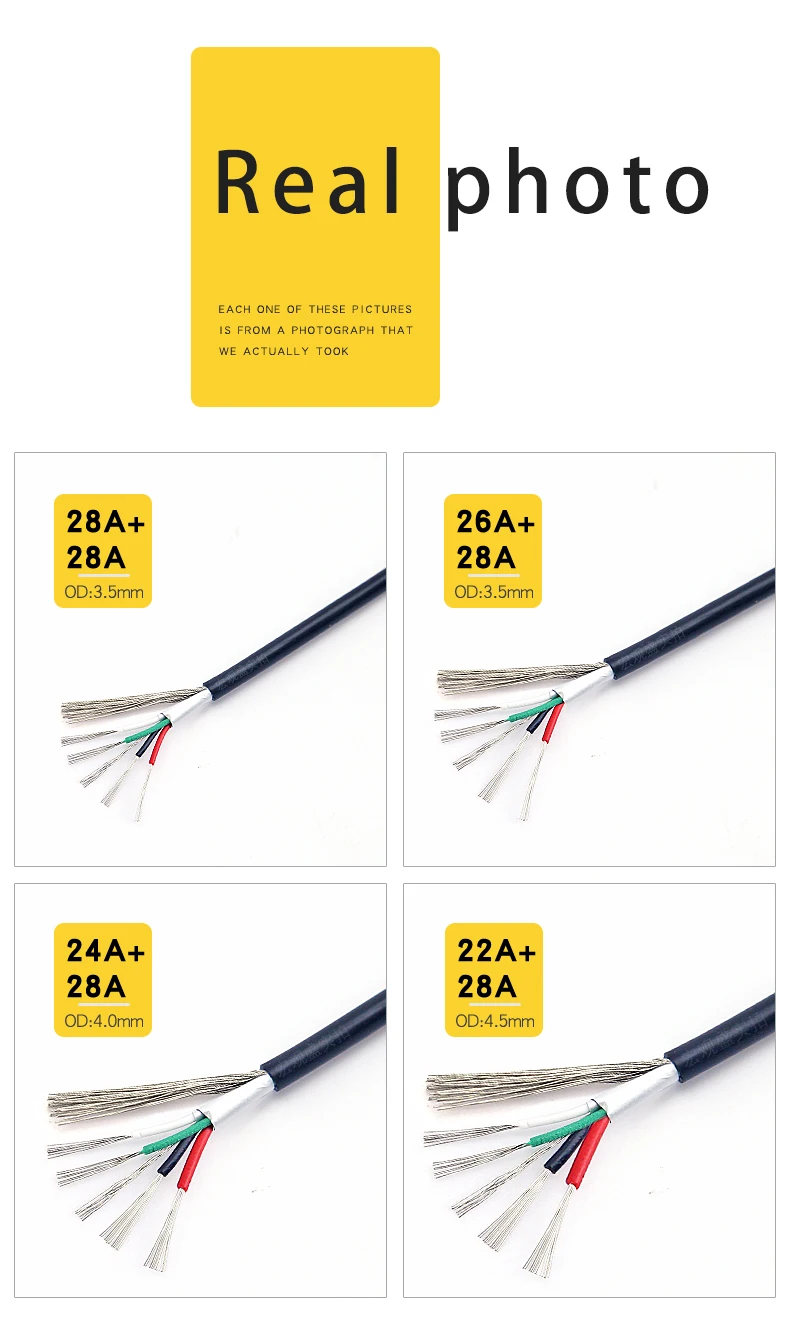 Fabricage Groothandel 2725 22awg 2Core 28awg 2Core Afschermkabels 4Core Usb Datadraad