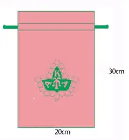 Canvas Drawstring Bag,72 Pink Bag,with C7 Green Jade Rope 20 Cm X 30 Cm ,100pcs,print Same Green Logo