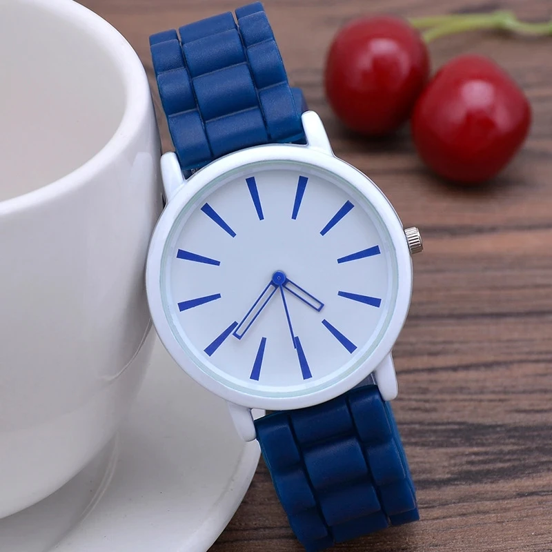 Damenuhr Silikon Damen großes Zifferblatt Studentin einfache, modische, elegante Quarzuhr Reloj CE76