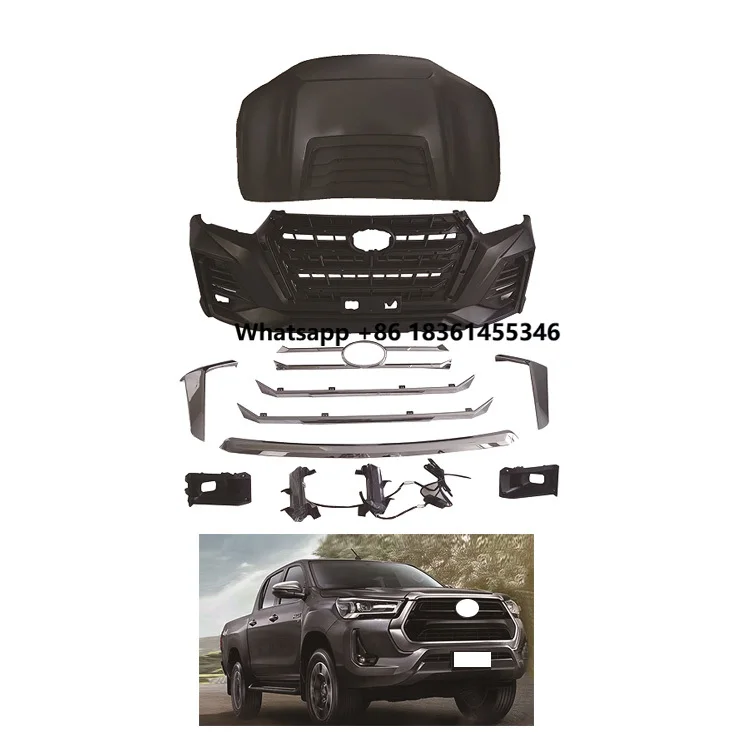 

For Hilux Revo 2021 X-Men Style Body Kits DaMeiAuto Parts Front Bumper Hood Grille Body Kit