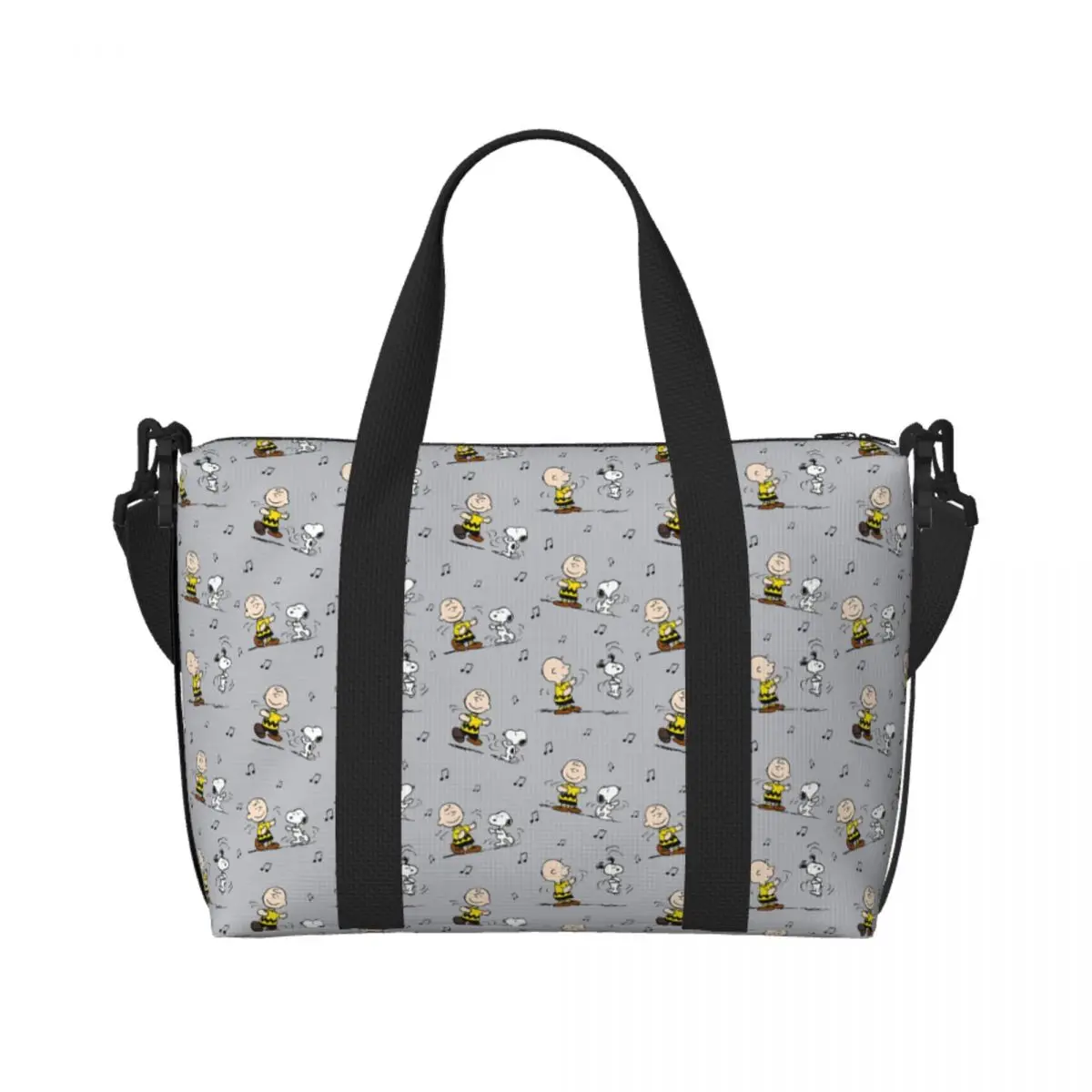 

Custom Peanuts Dancing Charlie Brown And Snoopys The Dog1 Groceries Tote Shopping Bag Women Large Capacity Gym Beach Travel Bags