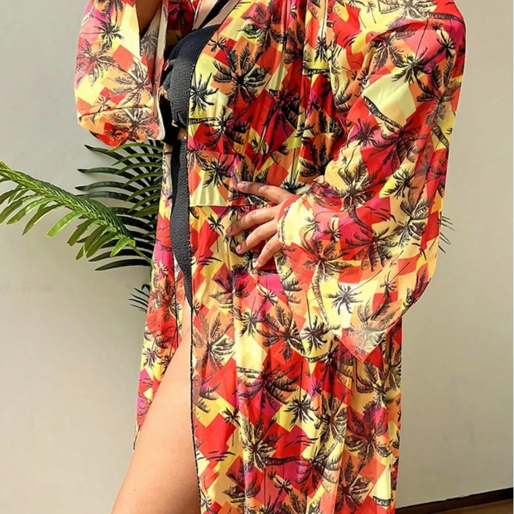 Plus Size Female Clothing New Print Pattern Sex And Comfortable Oversized Swimming Cover Loose Vacation Clothing 2024 New