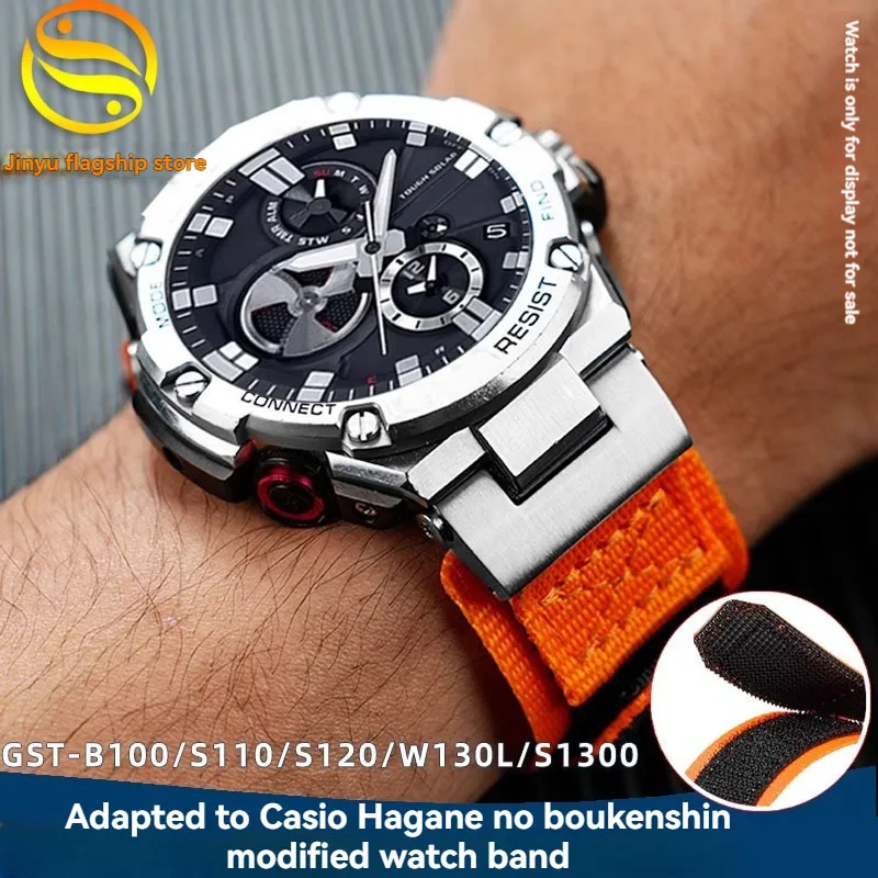 

Modified Canvas wristband For Casio 5513 GST-B100/W300/400G/S310 sports nylon canvas strap men's bracelet
