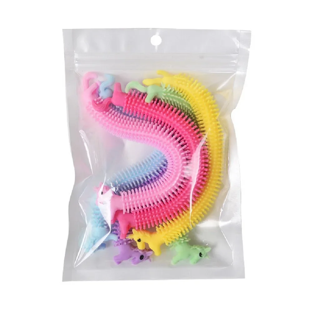 Decompression Toy Unicorn Worm Squishy Toys Flexible Glue Noodle Rubber Force Vent Squeeze String for Children Adults Gift