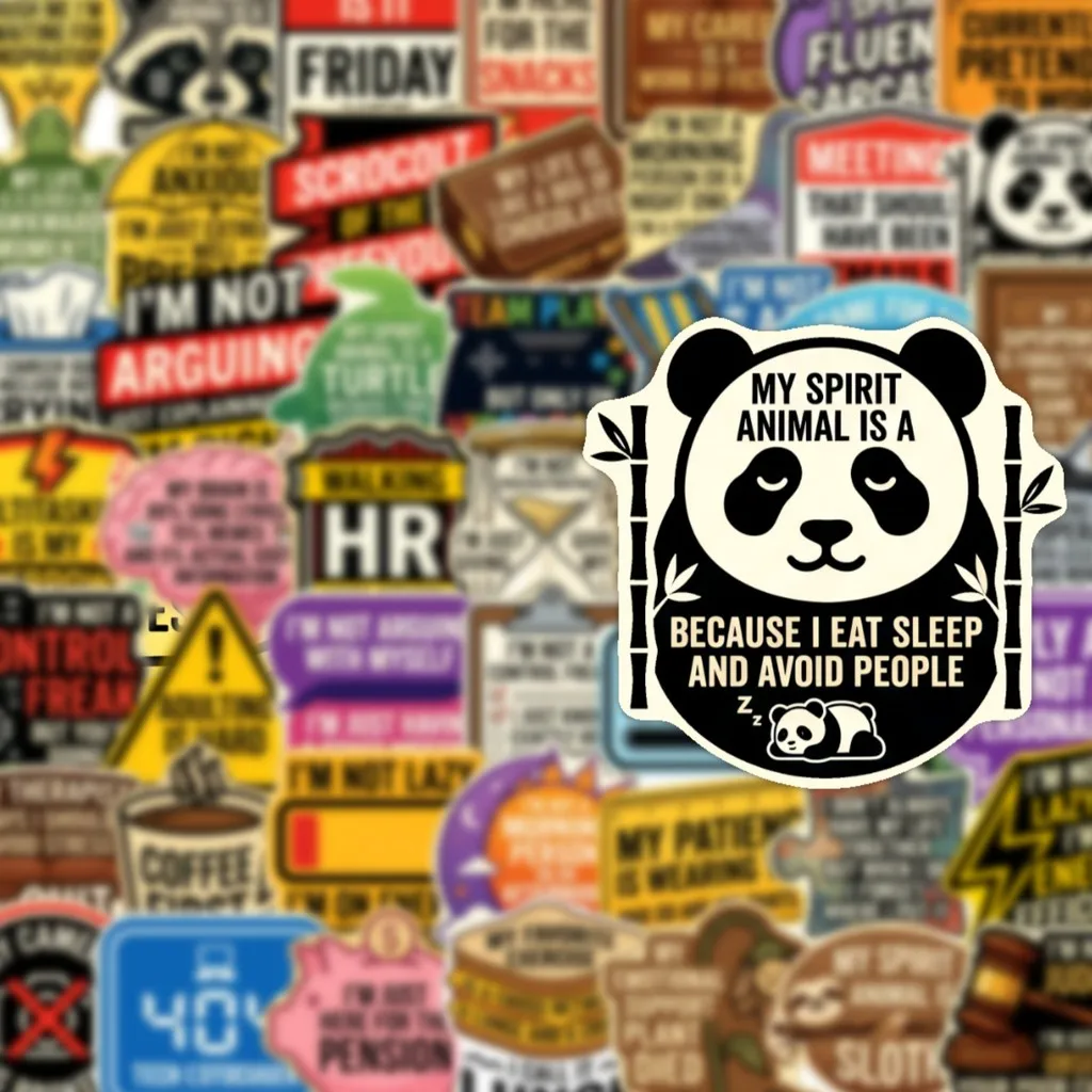 50 Stück Kreative Textaufkleber, Lustige, Verständliche Büroarbeiter-Slogan-Aufkleber, Wasserdichte DIY-Deko für Notizbücher, Papierwaren, Pop Stores – Detail 5