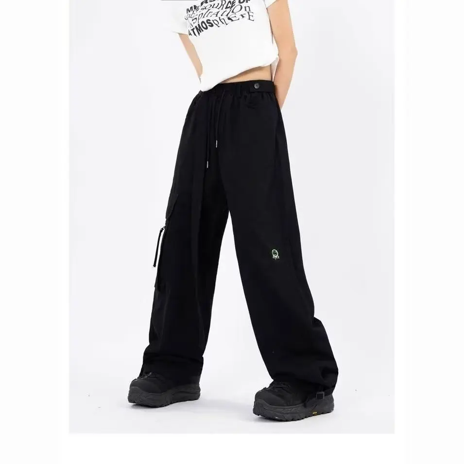 

Work pants women's 2024 new style spring and autumn fat mm plus size slimming loose straight leg high waist wide leg casual pant