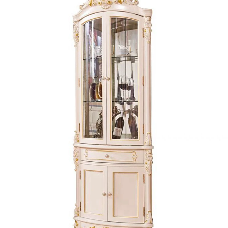 

European-style solid wood dining side cabinet is integrated, living room corner triangular cabinet