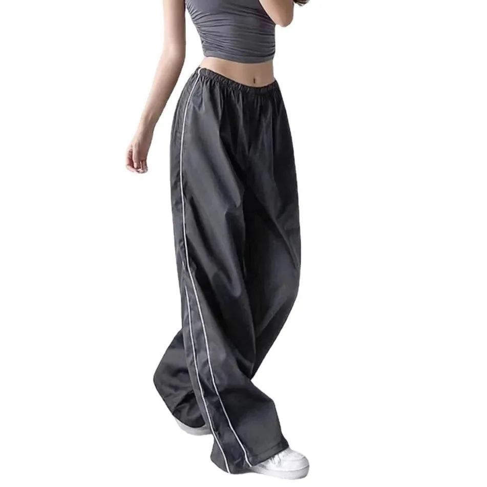 Casual Loose Fit Pants with Elastic Waist Full Length Japanese Korean Casual Regular Thickness No Stretch Summer Women Pants