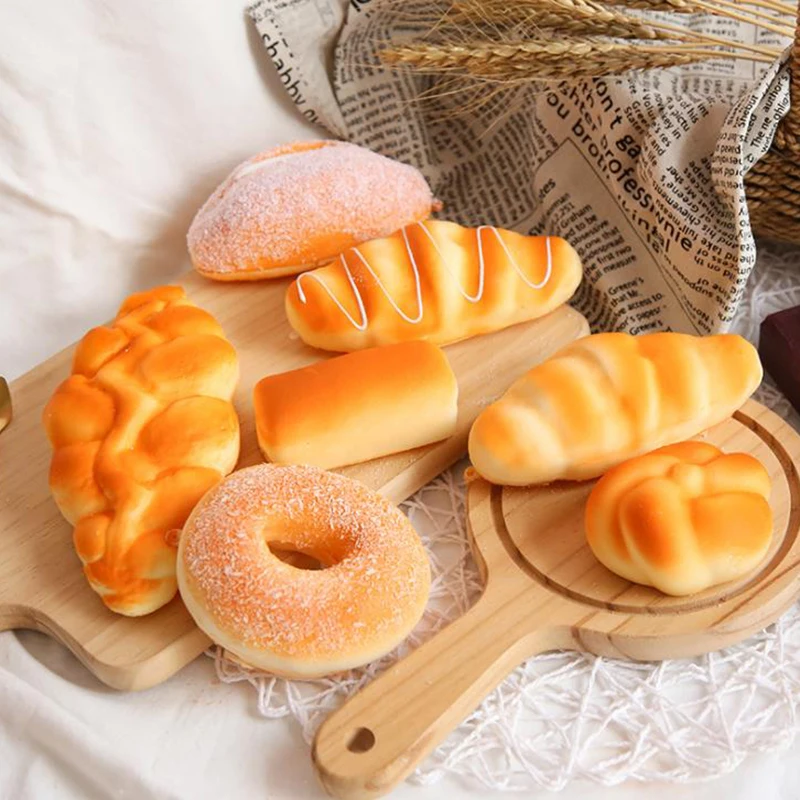 1Pc Simulation PU Bread Toast Donuts Slow Rising Squeeze Stress Relief Toys