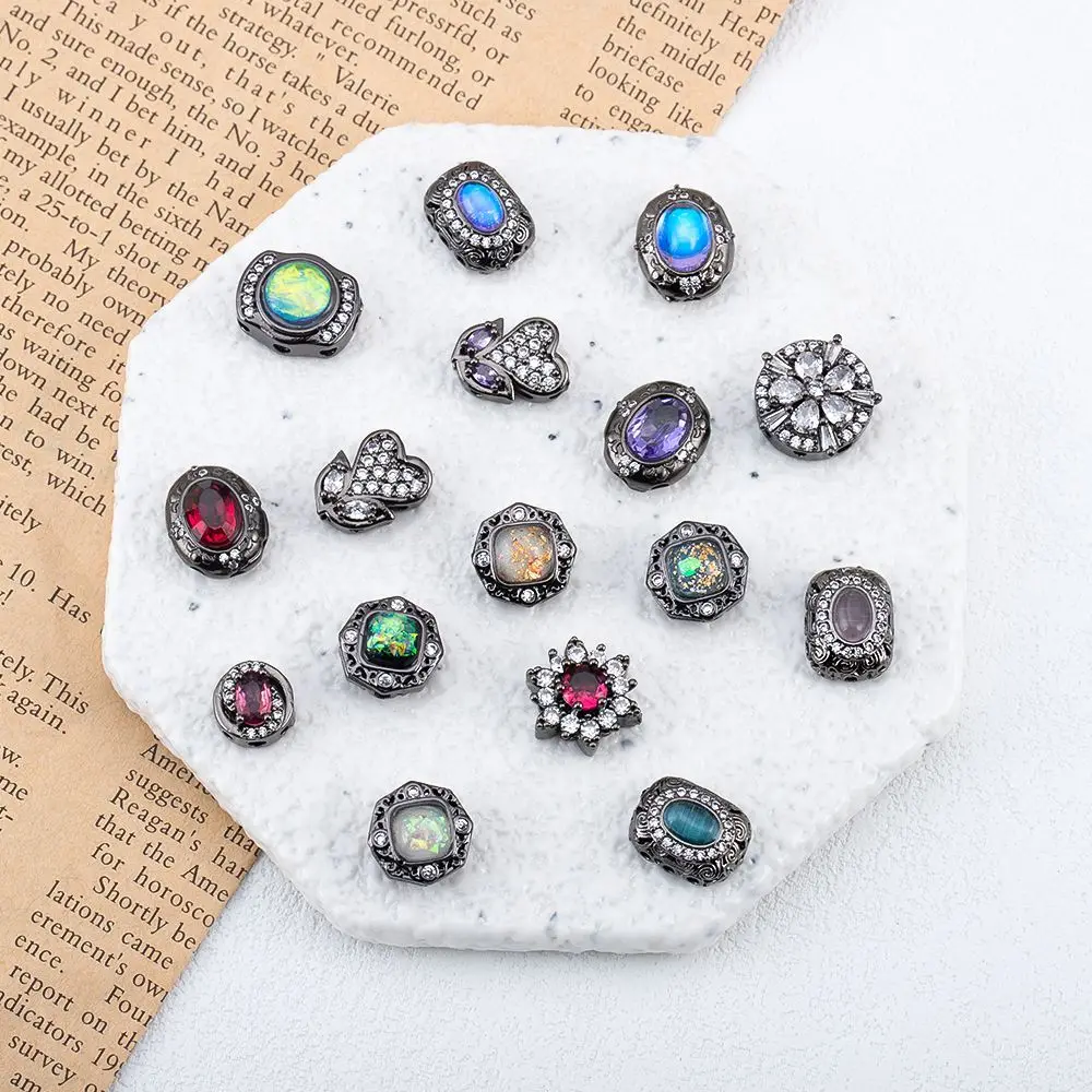 8 Copper Plated Gun Black Bracelet Necklace Beading Accessories DIY Handmade Jewelry Material Through Hole Sparse Bead Wholesale