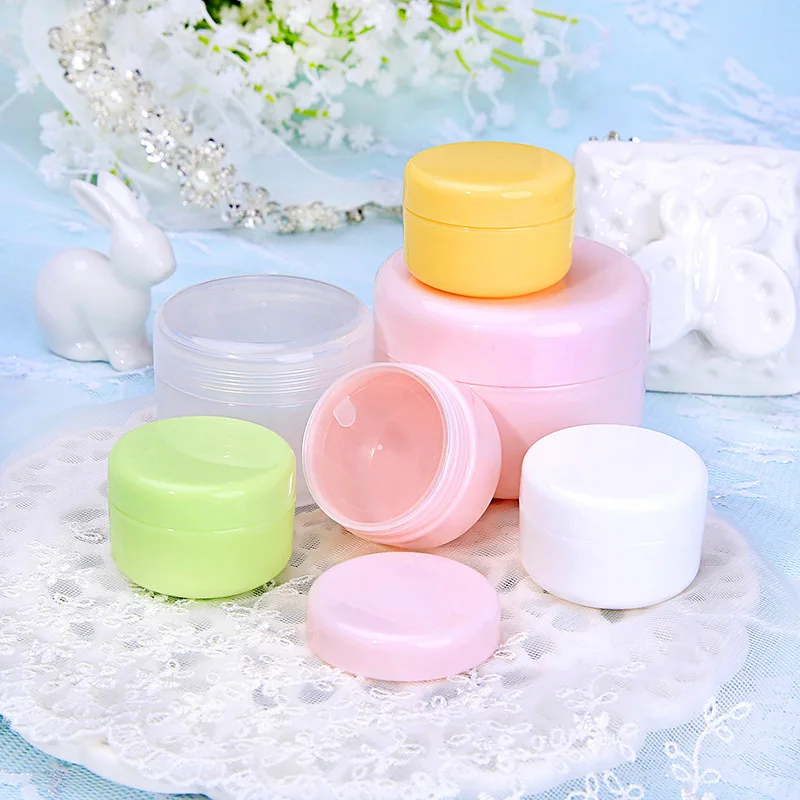 

30Pcs 10g/20g/30g/50g/100g Empty Makeup Jar Pot Refillable Sample bottles Travel Face Cream Lotion Cosmetic Container 5 colors