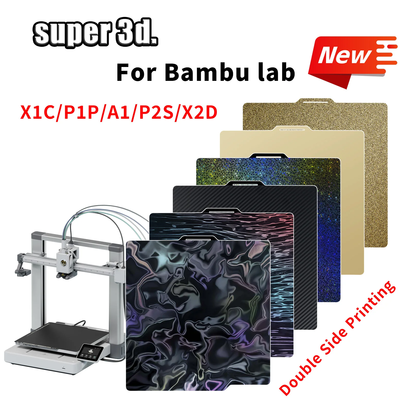 PEI Sheet For Bambulab Build Plate 257x257mm Spring Steel Sheet X2D build Plate P2S A1 X1C P1S build plate 3d Printer Bamboo Lab