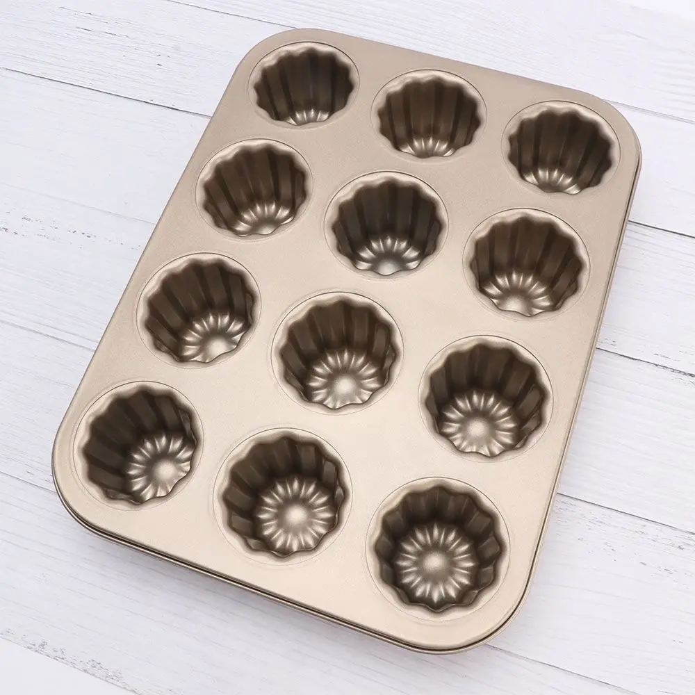 

12 Cavities Pastry French Carbon Steel Bakeware Custard Cannele Mould Canele Mold Cake Pan Baking Tool