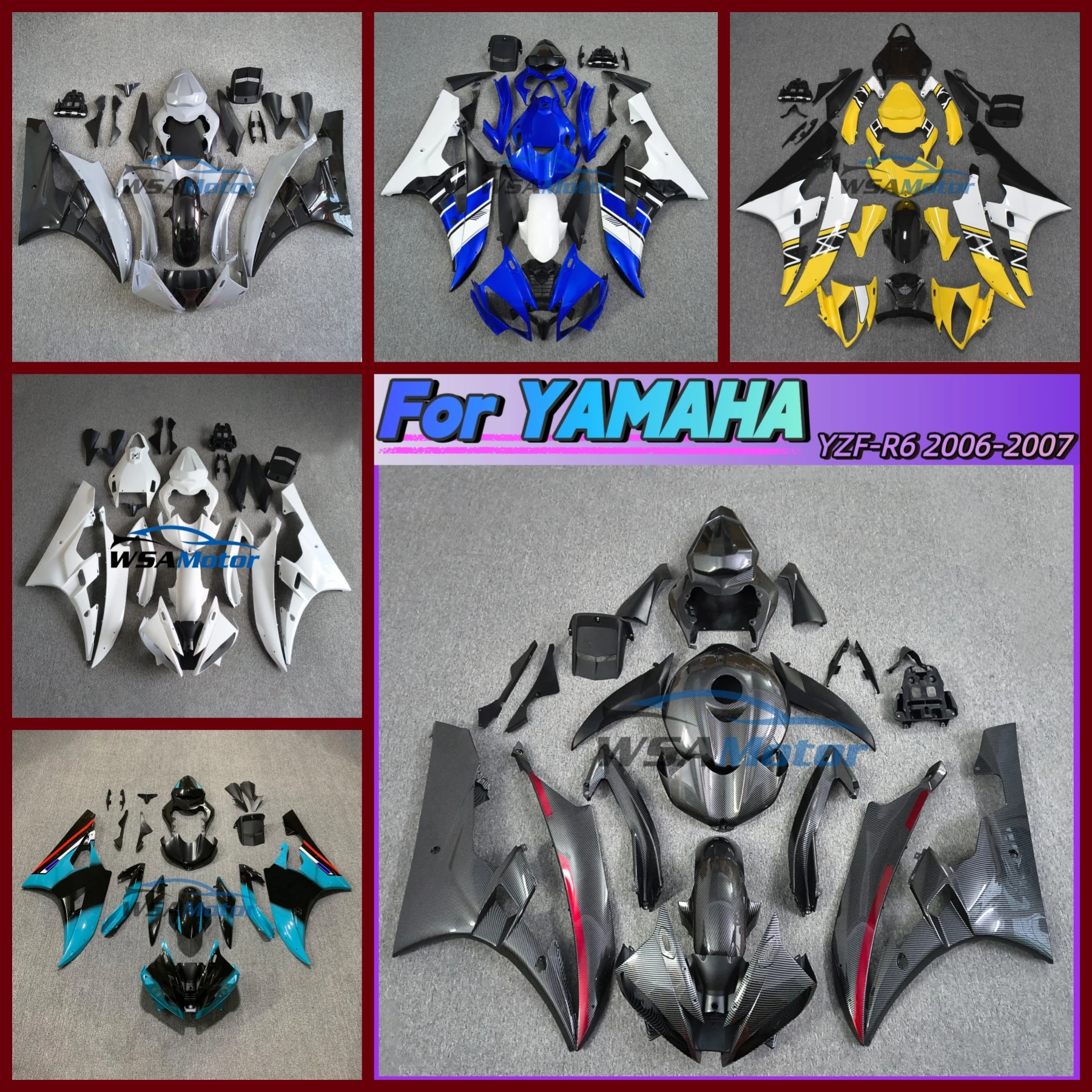 Pure Full Motorcycle Body Fairings Kit For Yamaha YZF R6 2006 2007 06 07
