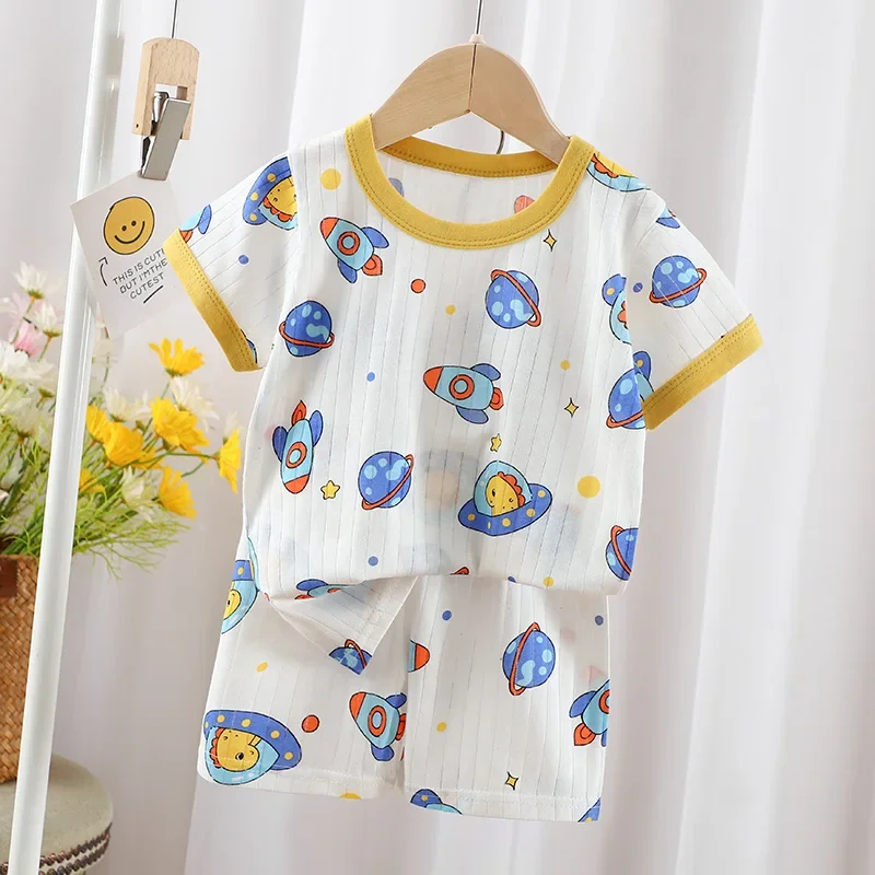 Boys Girls Cotton T-shirts Baby Clothes New Summer Children's Clothing Children's Short Sleeved Shorts Suit