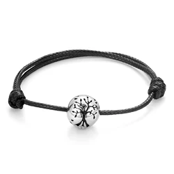 Tree of Life Urn Rope Bracelet for Ashes Stainless Steel Cremation Memorial Jewelry Gift for Women Men