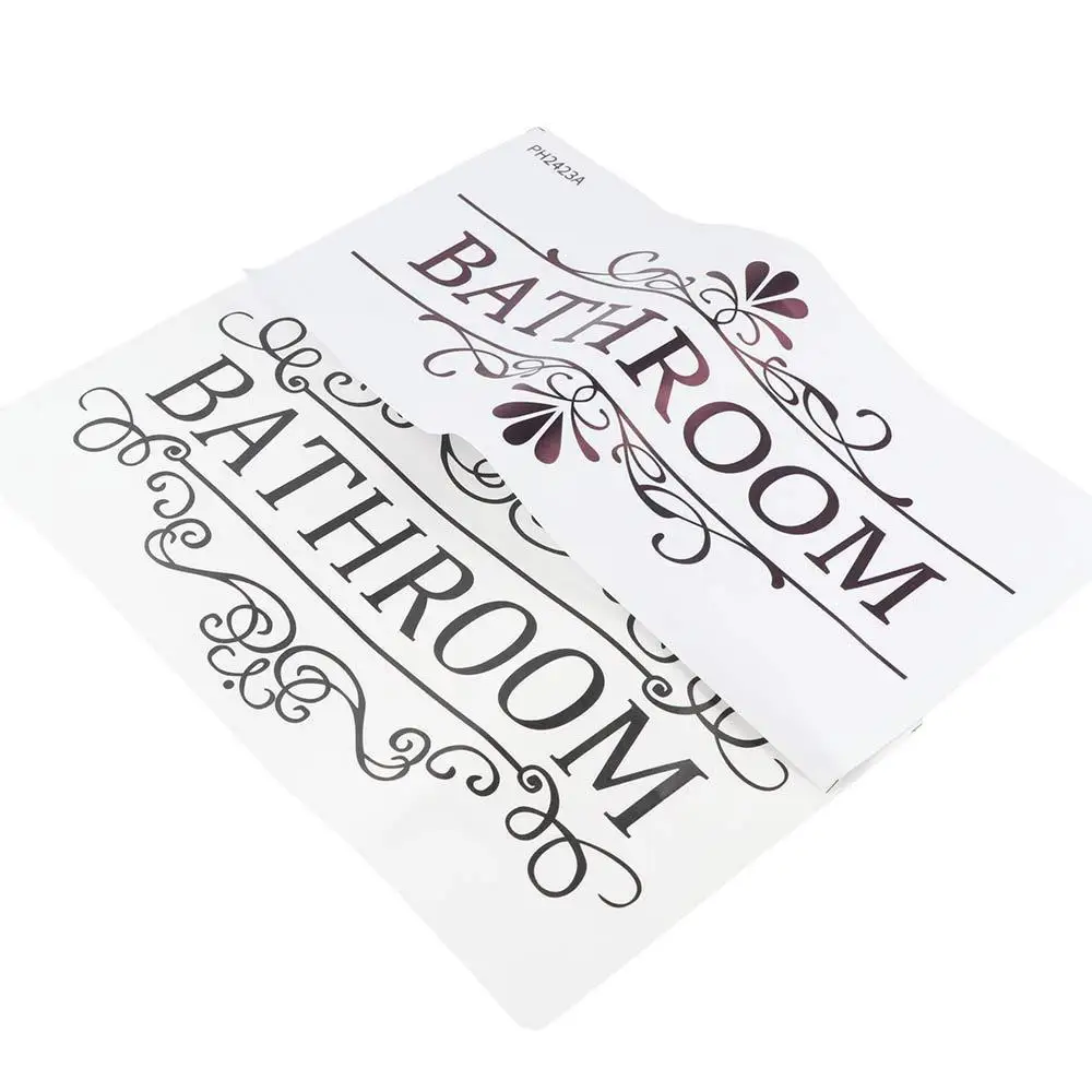 Toilet Letter Decals Self-Adhesive Toilet Door Stickers Removable Black WC Doorway Sign Funny PVC Bathroom Wall Sticker Cabinet