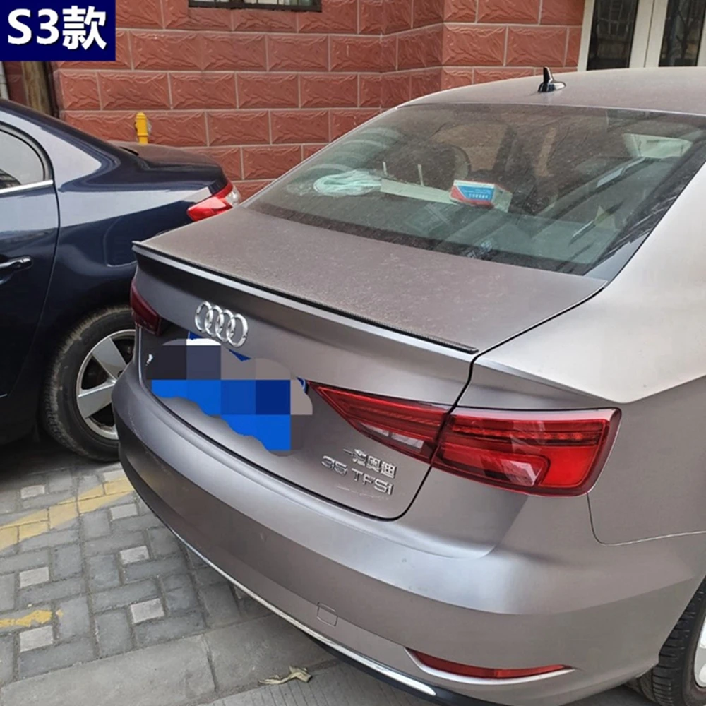 For AUDI A3 S3 RS3 8V Limousine Sedan S Style Carbon Fiber Rear Spoiler Trunk Wing 2013-2020 Forged carbon view 3