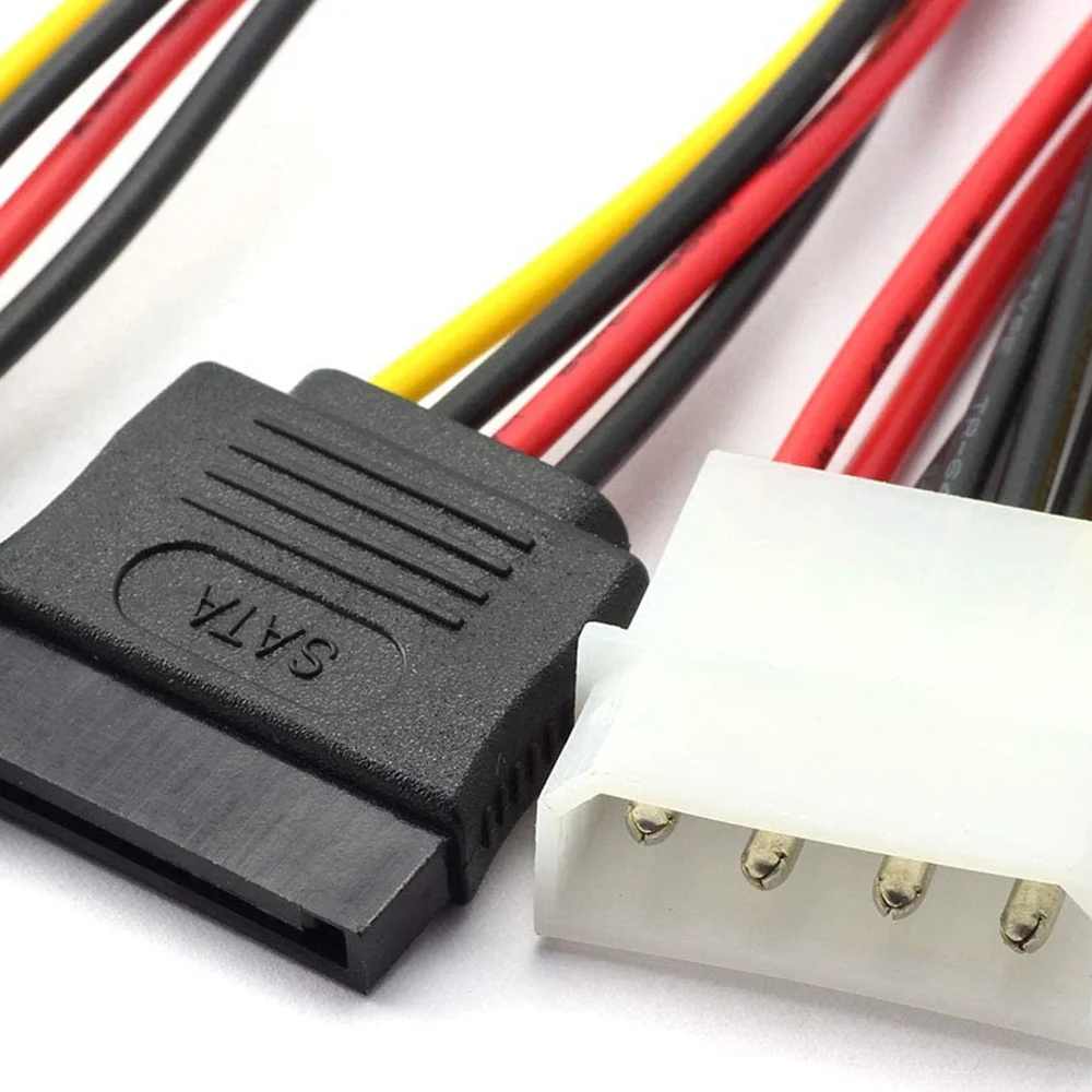 10Pcs Laptop Adapter 4Pin IDE Molex To 2 Serial ATA SATA Y Splitter Hard Drive Power Supply Cable Computer Cable User-Friendly