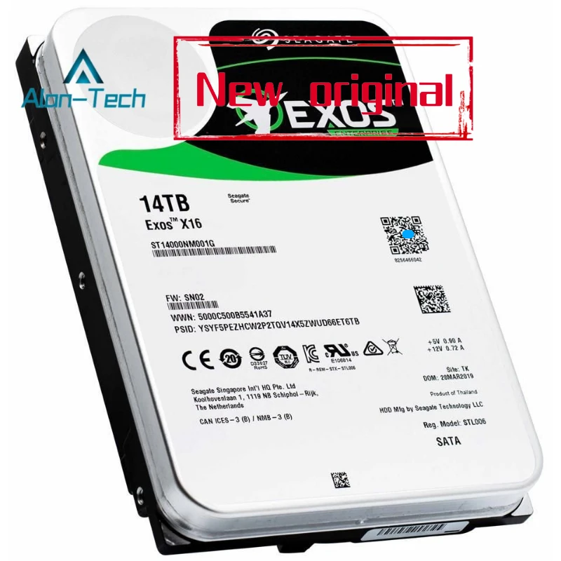 Новый жесткий диск Sea-gate 14 ТБ HDD Exos X16 ST14000NM001G 14T SATA 6 Гб/с 7200 об/мин 256 МБ кэш 3,5 дюйма Жесткий диск для ПК для корпоративного сервера