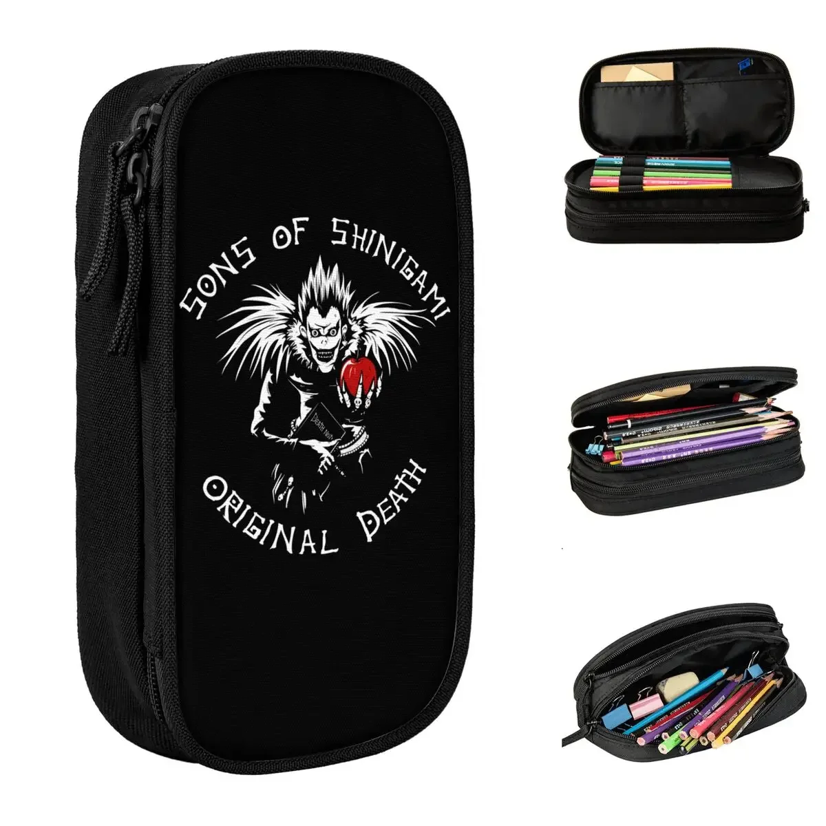 Death-Note Sons Of Shinigami Pencil Case Pencil Box Pen Box for Student Large Storage Bag School Supplies Gifts Accessories