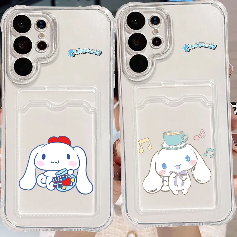 Art Cartoon Cinnamoroll For Samsung A73 A72 A54 A71 A52 A53 A32 A22 A14 A13 A23 5G Photo Card Bag Transparent Cover Phone Case