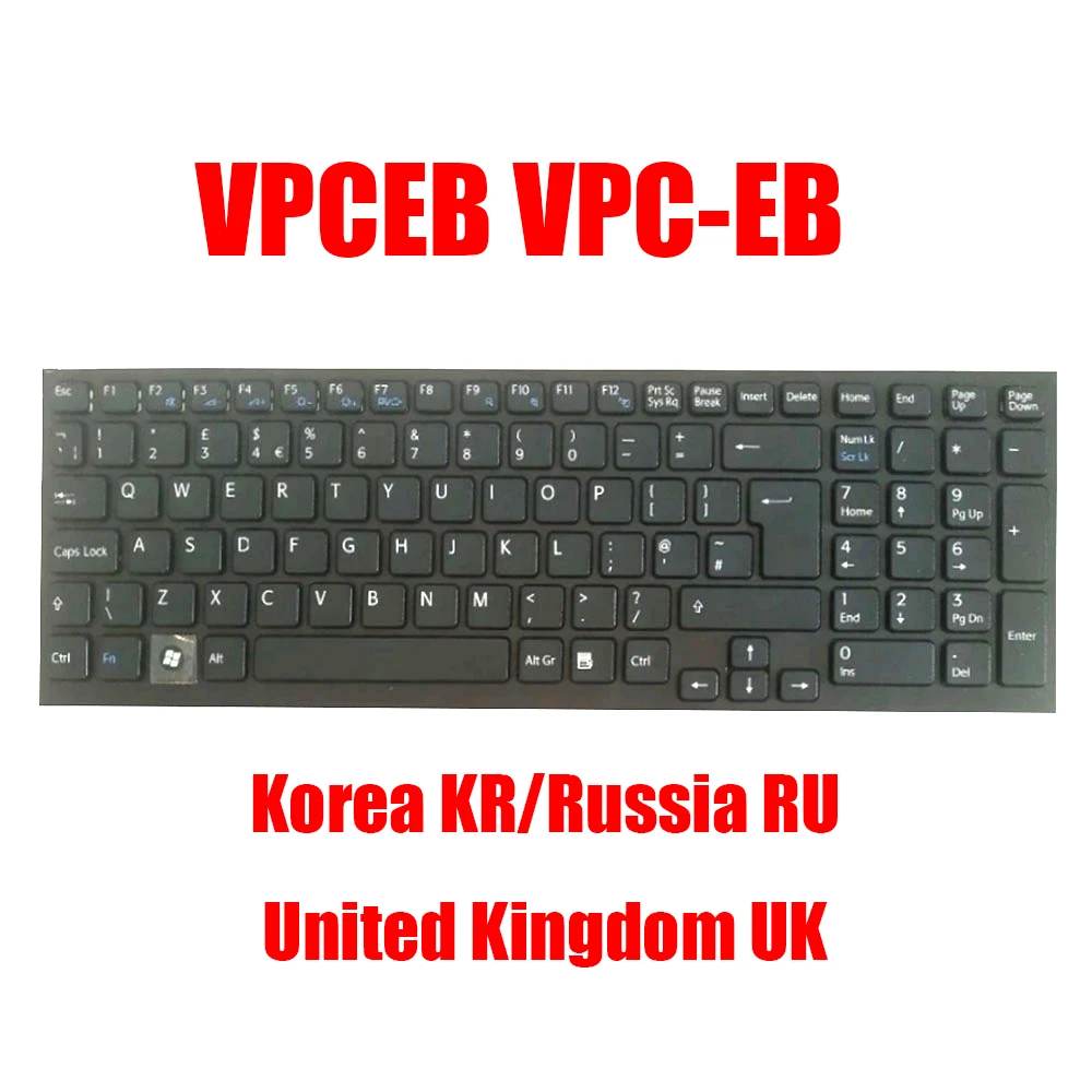 

KR RU UK Laptop Keyboard For SONY VPCEB VPC-EB White Black V111678A-USA V111678A GB 148793011 New