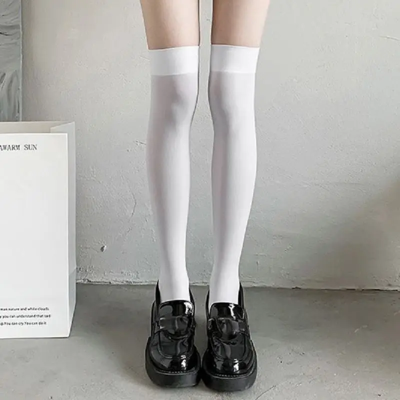 Soild Color Black White Socks for Women Cute Lolita Sweet Thin Legging Ladies Girls Sexy Stockings Women