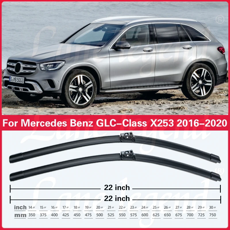 For Mercedes Benz GLC Class X253 C253 2016 - 2020 Wiper Blades Soft Rubber Windscreen Rain Brush 200 250 300 220d 250d 43 63 AMG